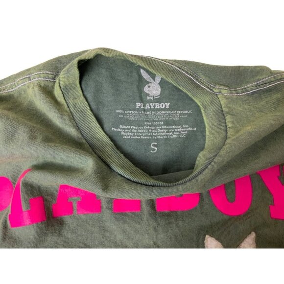 Playboy fun Green Tee Shirt. Size Small - Picture 3 of 3